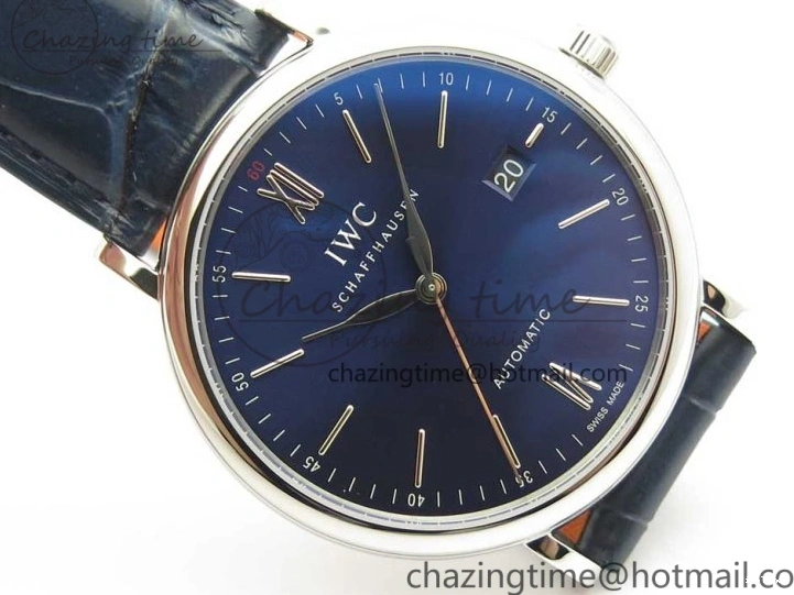 MIROTIME 0518 Portofino Automatic SS FKF 1:1 Best Edition Blue Dial on Blue Leather Strap A Cozy 7133